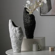 高档简约现代创意几何纹磨砂陶瓷花瓶摆件样板间客厅电视柜装饰插