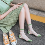 ins潮小花花网红同款夏季女士水晶丝袜 韩国可爱玻璃丝袜 中筒袜