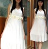 白色晚礼服韩版女夏装大圆摆点点玫瑰花百褶雪纺连衣裙子公主长裙