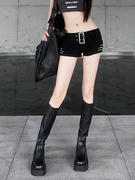 欧美式y2k辣妹铆钉牛仔超短裤女设计感绑带显瘦性感a字包臀热裤潮