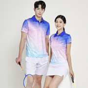 羽毛球运动服套装翻领男女，速干短袖上衣，网球比赛训练乒乓球队服夏