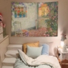 复古油画背景布玫瑰花园艺术，挂布卧室床头，租房改造宿舍墙布挂毯