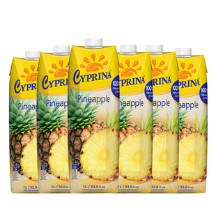 进口塞浦路斯cyprina塞浦丽娜菠萝汁果汁，饮料1lx12盒装整箱