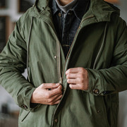 靛海m51棉服美式外套，军绿鱼尾风衣，厚军大衣中长款冬季大衣棉衣男