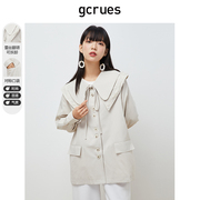 gcrues娃娃领外套，女韩版短款小个子，风衣甜美减龄洋气