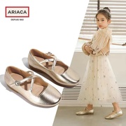 ariaca女童公主鞋金色芭蕾，舞蹈鞋礼服演出表演鞋单鞋软底儿童皮鞋