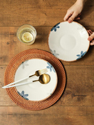 陶瓷牛排餐盘日式复古餐具早餐盘套装盘子家用圆形8寸牛扒浅菜盘