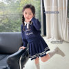 蓝小爸女童学院风套装2023春季韩版卫衣儿童甜美百褶裙两件套