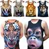 虎年 搞笑大嘴猩猩背心男肌肉印花3D动物图案老虎猴子t恤大码衣服