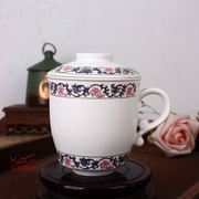 景德镇陶瓷器陶瓷茶杯三件套办公水杯带把过滤家用藤纹茶杯