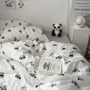 国宝熊猫纯棉床上四件套全棉可爱简约床单被单被套床笠床品三件套
