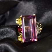 天然巴西紫水晶戒指意大利工艺s925纯银镶嵌欧美时尚大牌范儿