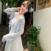 森女部落温柔蝴蝶结外搭开衫女显瘦空调衫薄外套甜美罩衫夏季新款