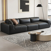 意式极简真皮沙发客厅大黑牛沙发，组合现代简约高端直(高端直)排布艺沙发