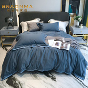 braonma高档四件套简约纯色，磨毛80支长绒棉全棉，纯棉秋冬床上用品