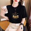 黑色米奇短袖t恤女装夏季2023韩版纯棉印花圆领宽松上衣ins潮