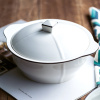 家用汤盆带盖双耳陶瓷黑线，餐具创意个性北欧大号，喝汤碗品锅盛汤锅
