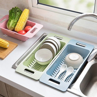 可伸缩水槽沥水架置物架塑料，放碗筷架子家用厨房，碗碟架蔬菜收纳架