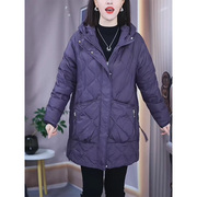 连帽紫色羽绒服女中长款2023冬季白鸭绒(白鸭绒)加厚保暖气质冬装外套