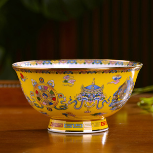 景德镇陶瓷器藏族八宝碗，中式家用骨瓷碗碟，餐具套装饭面碗菜盘碟子