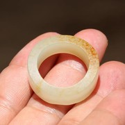 小胡子玉器和田玉 籽料 洒金皮 原毛孔 白玉19.4mm指环