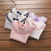 韩版2024春女童雪纺圆领长袖，打底衫公主，婴儿童纯棉花边套头t恤