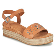 unisa女鞋中跟露趾一字，式扣带真皮凉鞋，棕色夏季24西班牙品牌