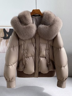 高端时尚欧货款超大狐狸，毛领皮草羽绒服，女2023冬季新短款保暖外套