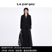 纳帕佳2023年春季黑色简约拼接网纱西装外套优雅个性长外套