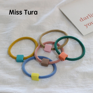 Miss Tura（非轻薄系列）韩国进口质感糖果色方块发绳发圈头绳