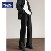WASSUP欧美高街休闲小西装裤男款春季高级感直筒宽松阔腿微喇叭裤