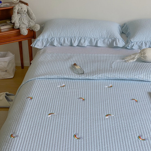纯棉床单夹棉绗缝垫床盖单件榻榻米床罩三件套床裙全棉炕垫床垫套