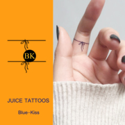 bluekiss蓝吻手指小图案，直线草本纹身贴纸，女蝴蝶结戒指持久防水