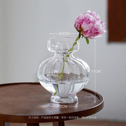 销玻璃花瓶摆件客厅插花高级感水培富贵竹花盆透明水养落地水晶厂
