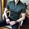 男生短袖弹力衬衫韩版修身纯色西装内搭职业衬衣时尚半袖薄款大码