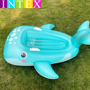 大号斑点蓝鲸鱼坐骑儿童，水上充气玩具男女，宝宝游泳圈小孩冲浪浮排