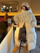 2023冬季韩版宽松羽绒服女中长款90白鸭绒连帽加厚面包服外套