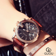 中性时尚皮带手表欧美情侣，款夜光大表盘手表，复古石英皮革国产腕表