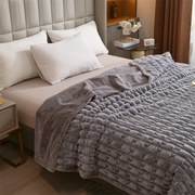 高档毛毯冬季加厚裘皮珊瑚法兰绒，盖毯子用加绒皮草铺床上用品法兰
