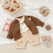 0-3小月龄宝宝外套针织毛衣秋装0一6月婴儿小外套可爱超萌薄款