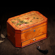 高档钢琴漆烤漆实木首饰盒珠宝首饰，收纳盒木质多层首饰收藏盒带锁