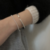 s990纯银手镯女款光圈实心手镯光面，可调节手环，女小众简约圆珠手链