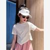 巴拉巴柆韩版女童不规则t恤夏季童装2023儿童套装不对称上衣