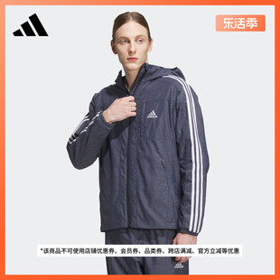 抗风透湿疏水牛仔风连帽夹克外套男装adidas阿迪达斯轻运动