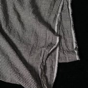 7.27文艺复古黑白色，小格子亚麻水洗面料亚麻，色织衬衫裤子布料c021