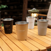 户外露营水杯便携式4件套装，304不锈钢茶杯野餐烧烤啤酒杯咖啡杯
