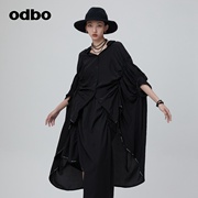 odbo欧迪比欧原创设计垂坠感蝙蝠，袖衬衫女秋装2023时尚上衣