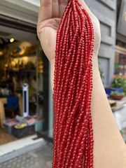 博山老琉璃珠子4mm亮红色DIY散珠配件不规则老琉璃米珠门帘隔珠
