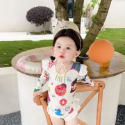 女童泳衣夏季韩国童装儿童卡通时尚宝宝连体长袖游泳衣婴幼儿夏装