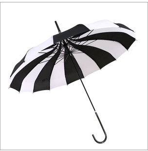 外贸16骨黑白条纹宝塔伞摄影婚庆长柄伞创意手动公主伞晴雨两用女